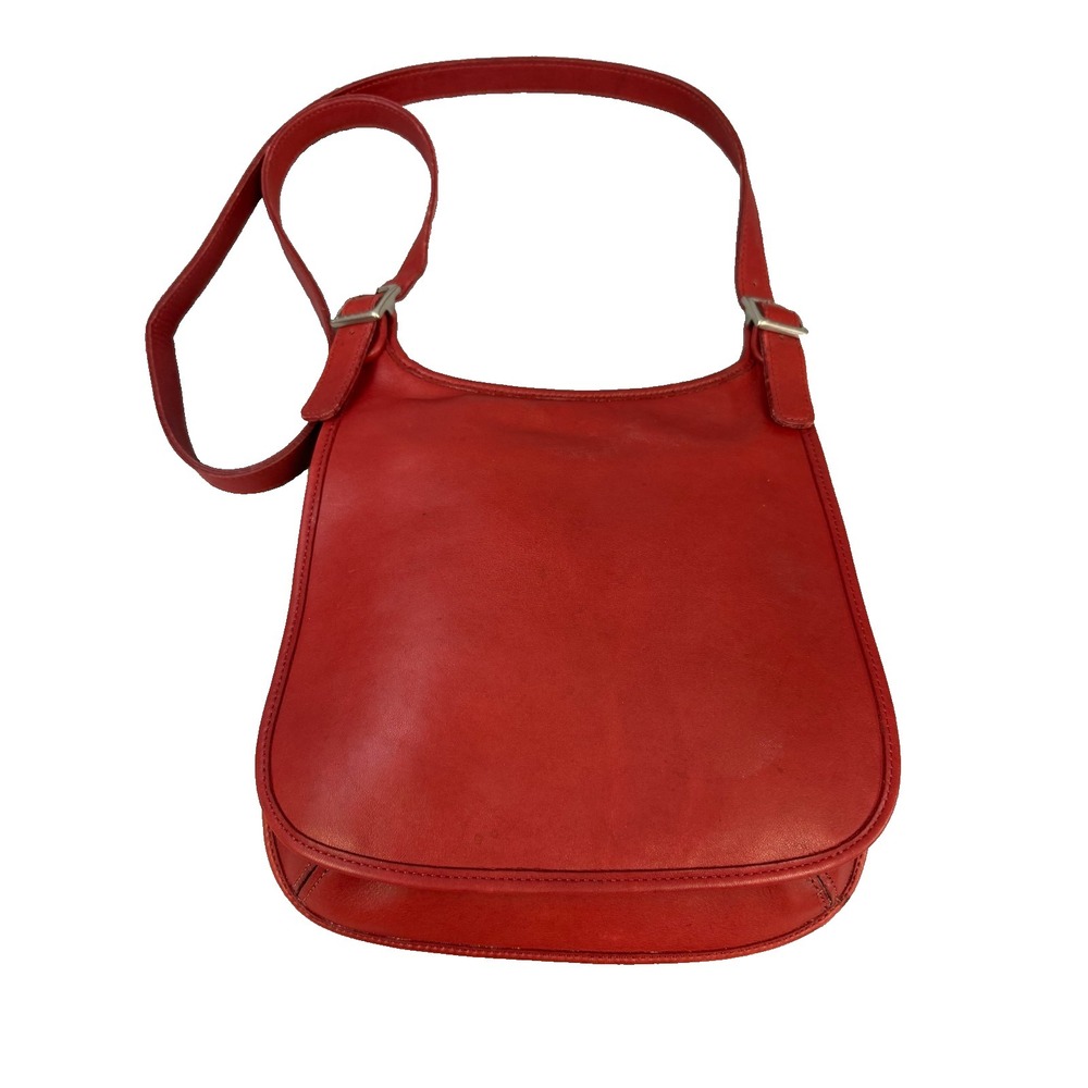 VTG Coach Slim Hippie Flap Crossbody Saddle Bag 9135 Light Ta Leather Nickel Y2K